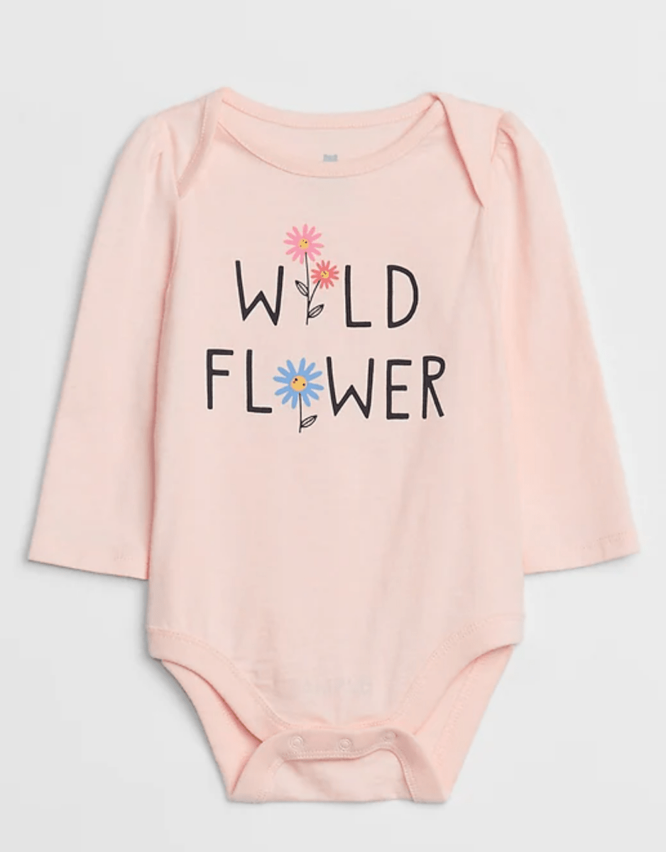 Body Bebé Niña Gap Color Rosado Pastel Wild Flower - Cozy Kids