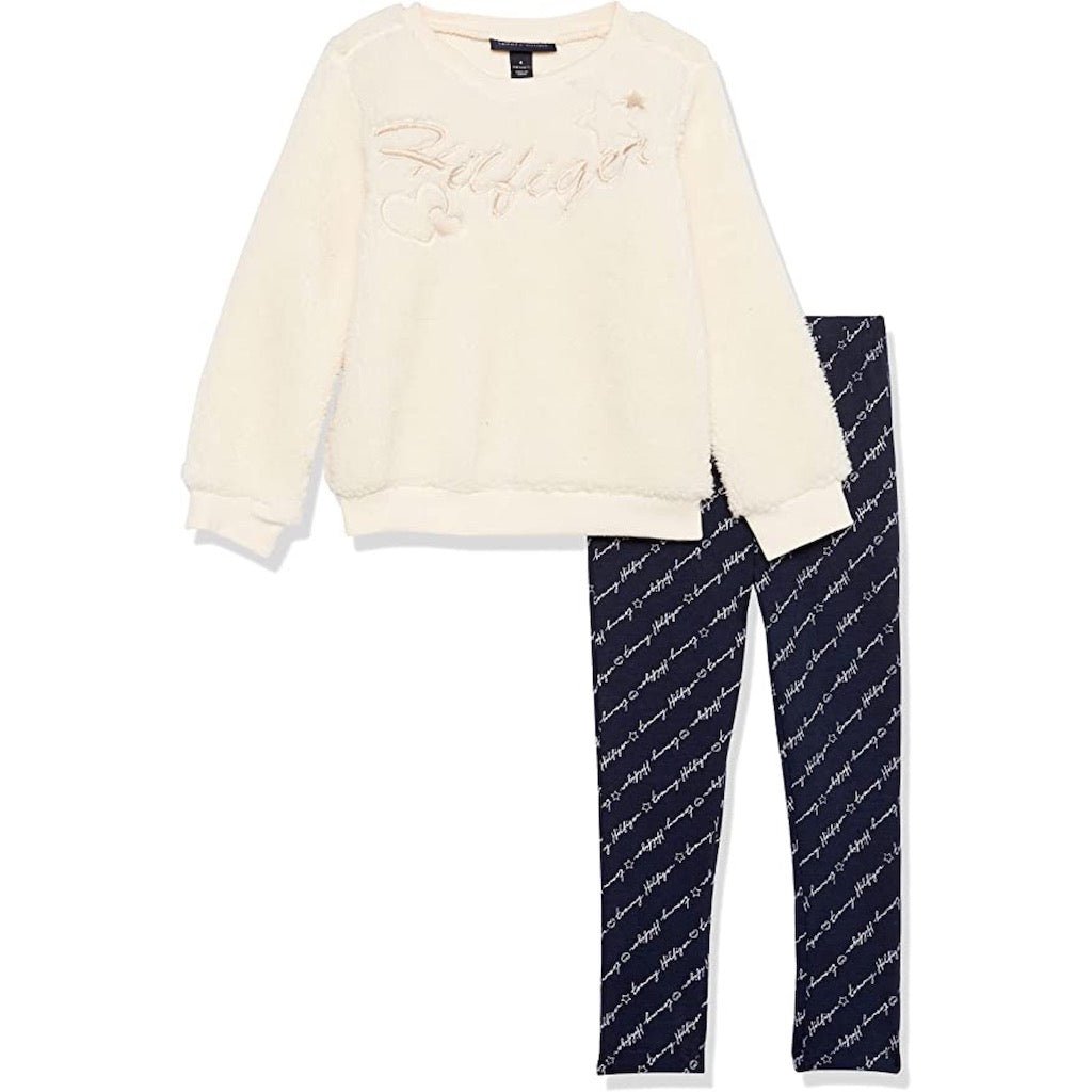 Conjunto de Bebé Tommy Hilfiger Niña Polerón Chiporro Blanco y Calzas - Cozy Kids