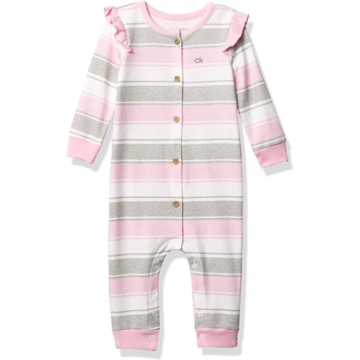 Enterito de Bebé Calvin Klein Niña de Franjas Rosado, Blanco y Gris - Cozy Kids