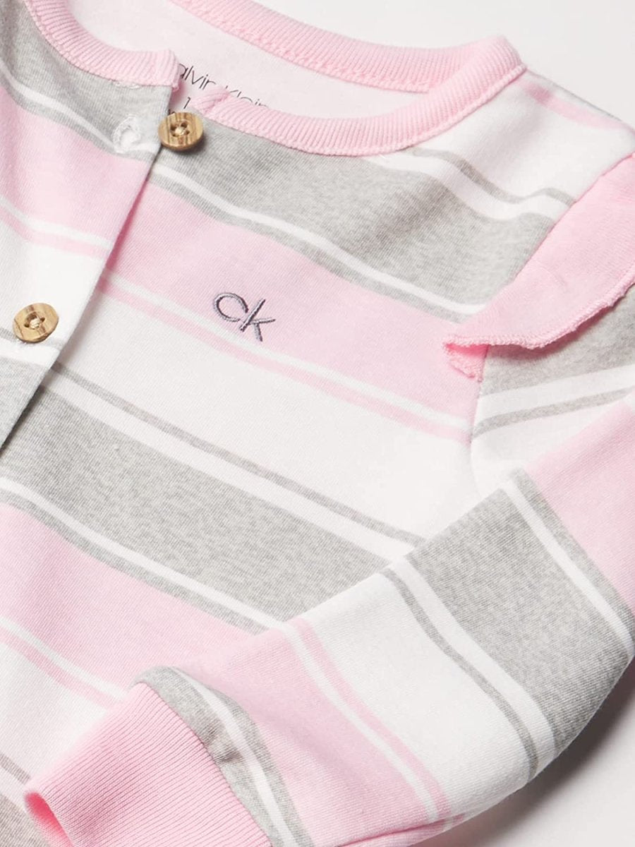 Enterito de Bebé Calvin Klein Niña de Franjas Rosado, Blanco y Gris - Cozy Kids