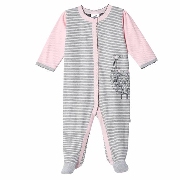 Enterito Gerber Bebé Niña Gris Rosado Oveja Algodón Orgánico - Cozy Kids
