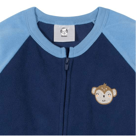 Enterito Pijama niño micropolar Bebé Niño Gerber celeste con azul monitos - Cozy Kids