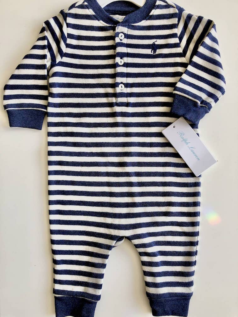 Enterito Polo Ralph Lauren Bebé Niño a Franjas Azul y Blanco - Cozy Kids
