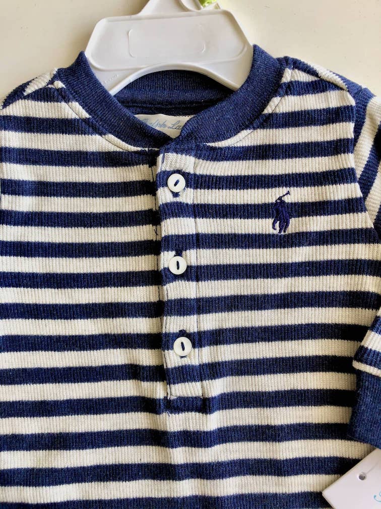 Enterito Polo Ralph Lauren Bebé Niño a Franjas Azul y Blanco - Cozy Kids