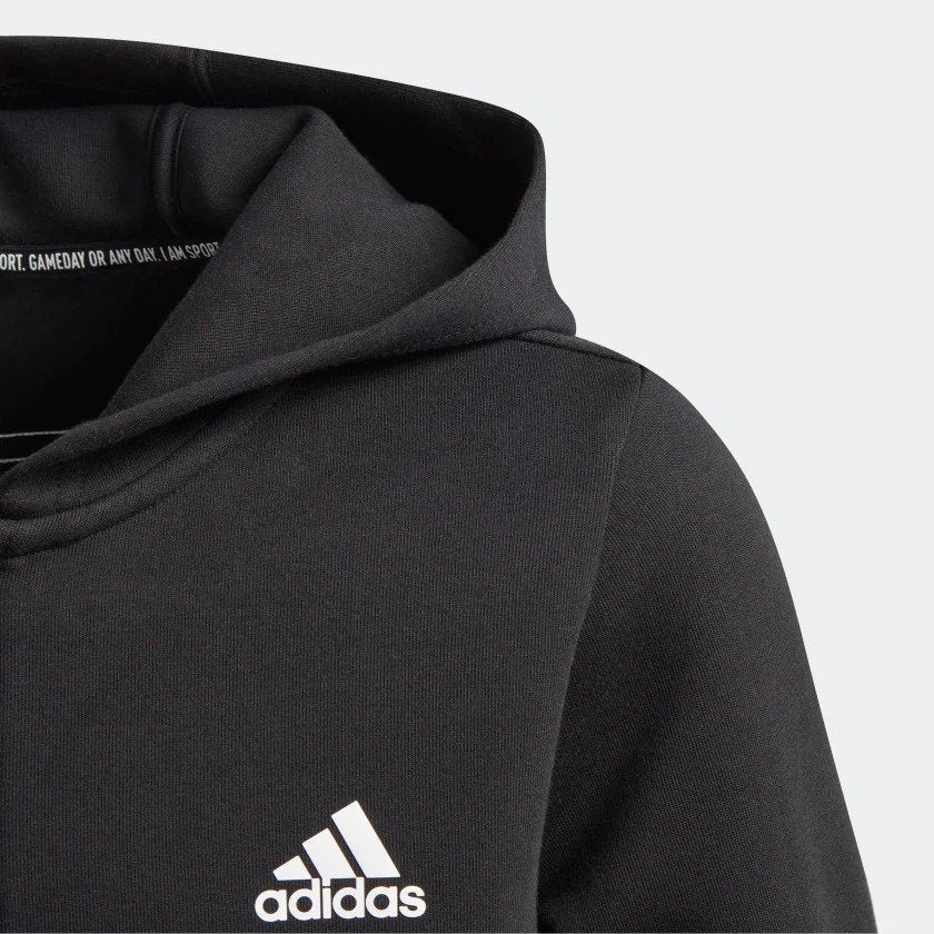 Polerón Adidas Niño Negro Sportswear Cierre Frontal Canguro - Cozy Kids