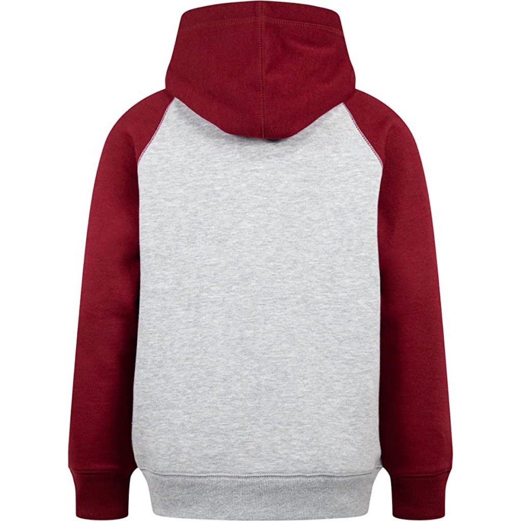 Poleron Tommy Hilfiger Niño con Capuch Gris y Burdeo - Cozy Kids