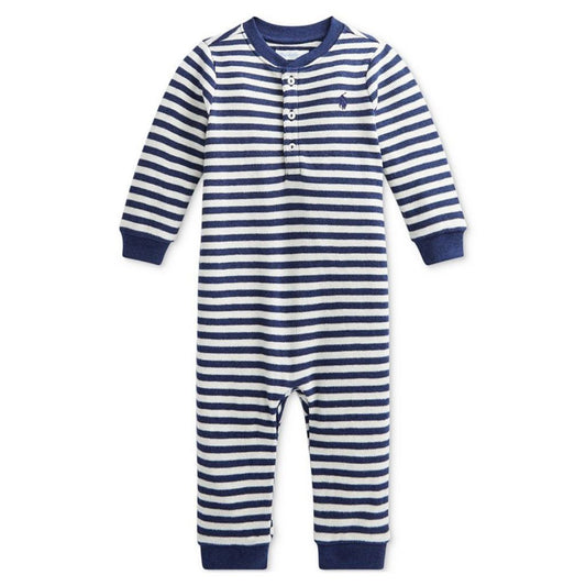 Enterito Polo Ralph Lauren Bebé Niño a Franjas Azul y Blanco en Cozy Kids