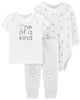 Conjunto 3 piezas Bebé Prematuro Niño Carter's Blanco con Ovejitas
