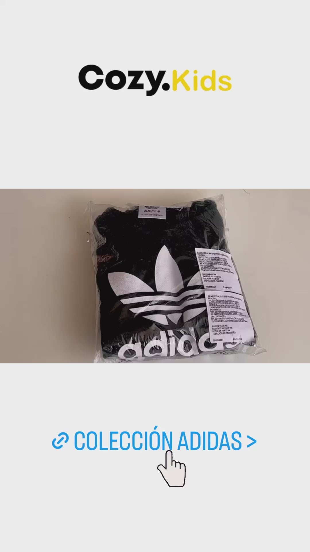 Buzo Adidas Bebé Niño Negro Logo Clasico