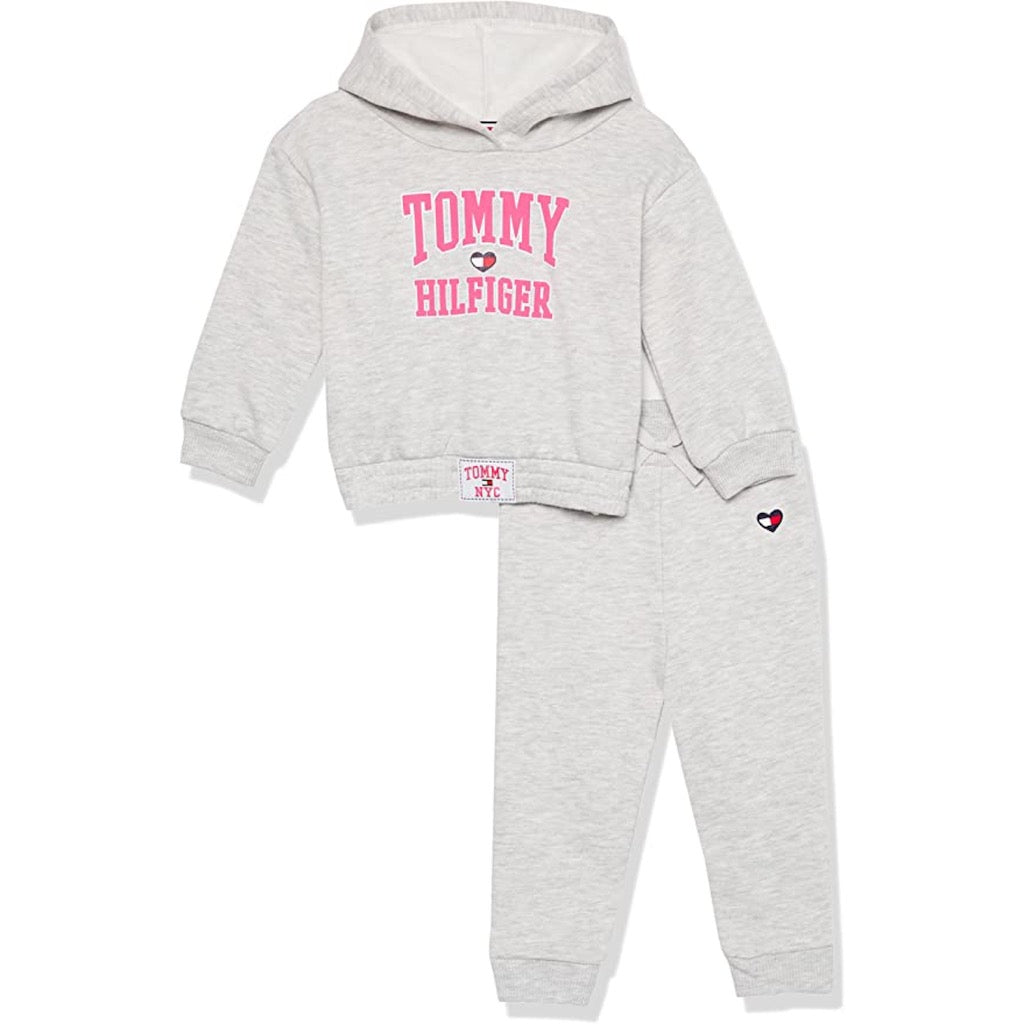 Buzo Tommy Hilfiger Bebé Niña Gris Letras Rosado