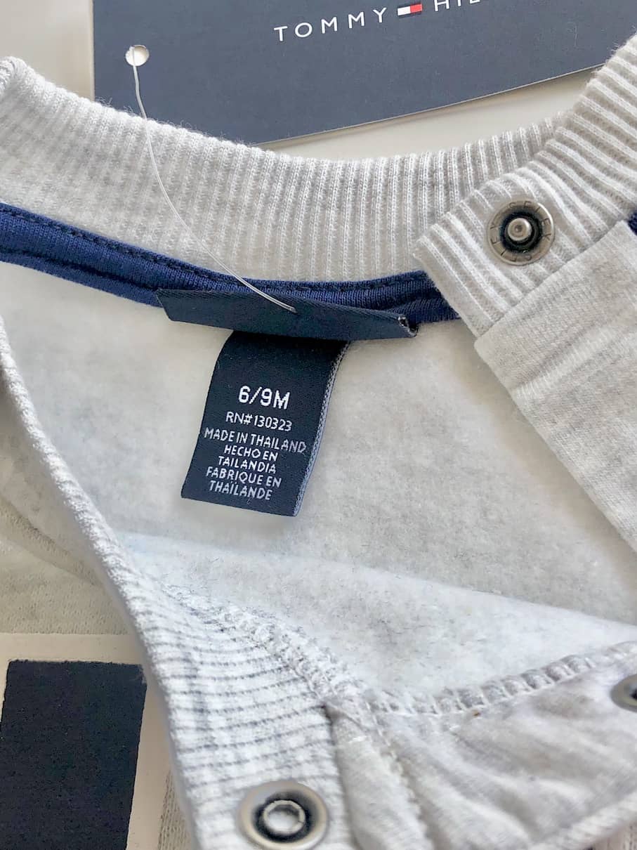 Buzo Tommy Hilfiger Bebé Niño Gris Franjas Azul H