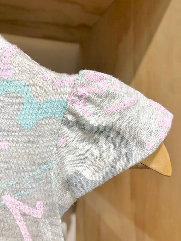 Enterito bebé niña verano Puma gris estampado 100% algodón