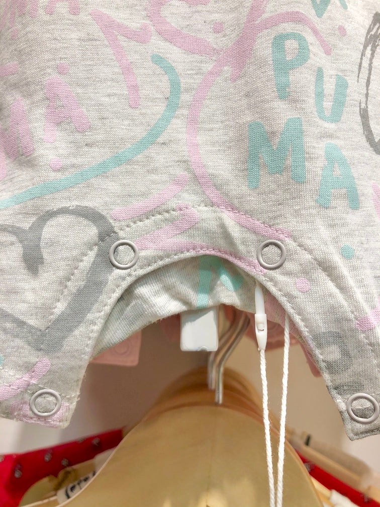 Enterito bebé niña verano Puma gris estampado 100% algodón
