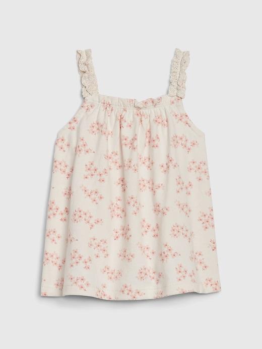 Blusa niña Gap 100% algodón orgánico flores color crema - Cozy Kids