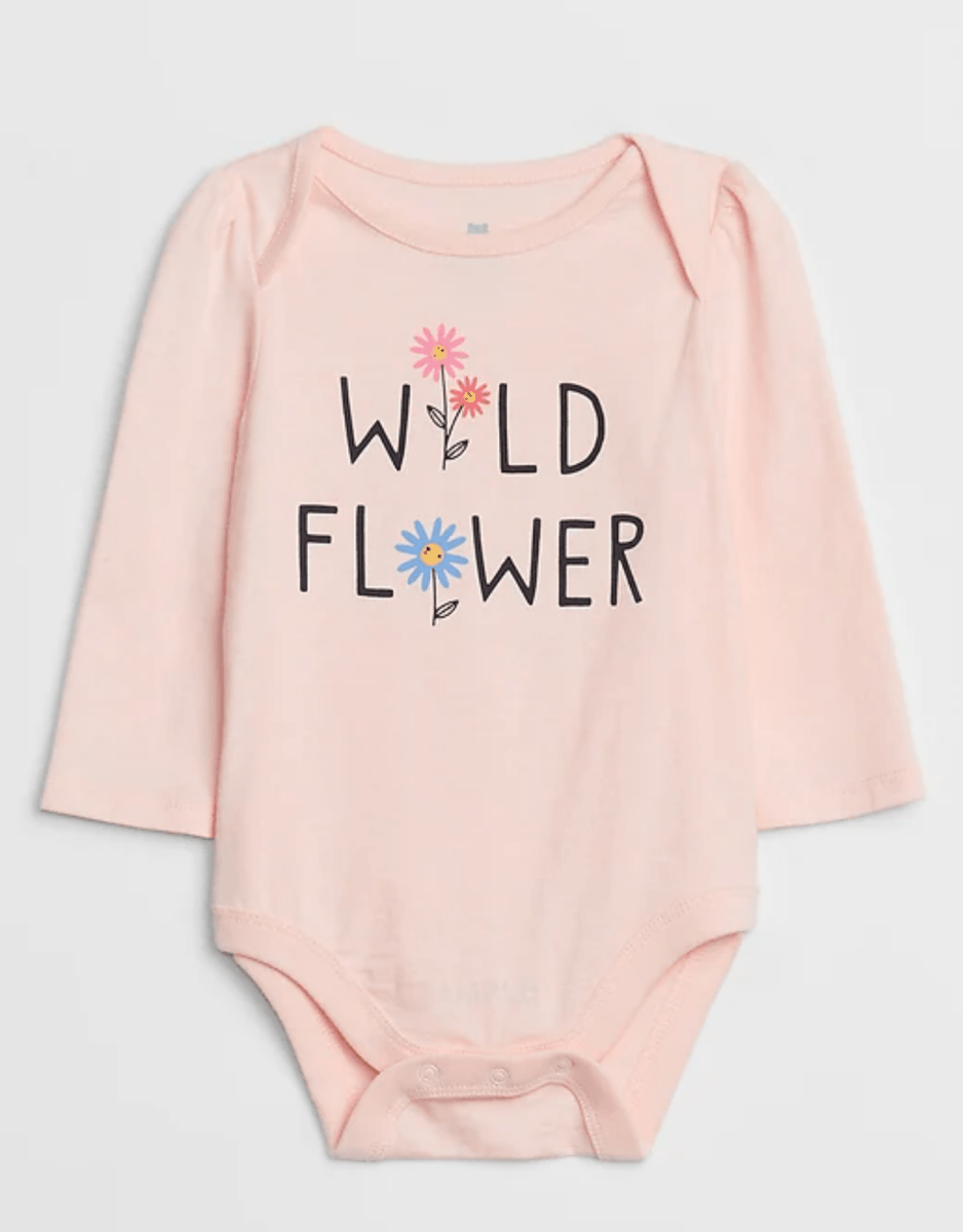 Body Bebé Niña Gap Color Rosado Pastel Wild Flower - Cozy Kids