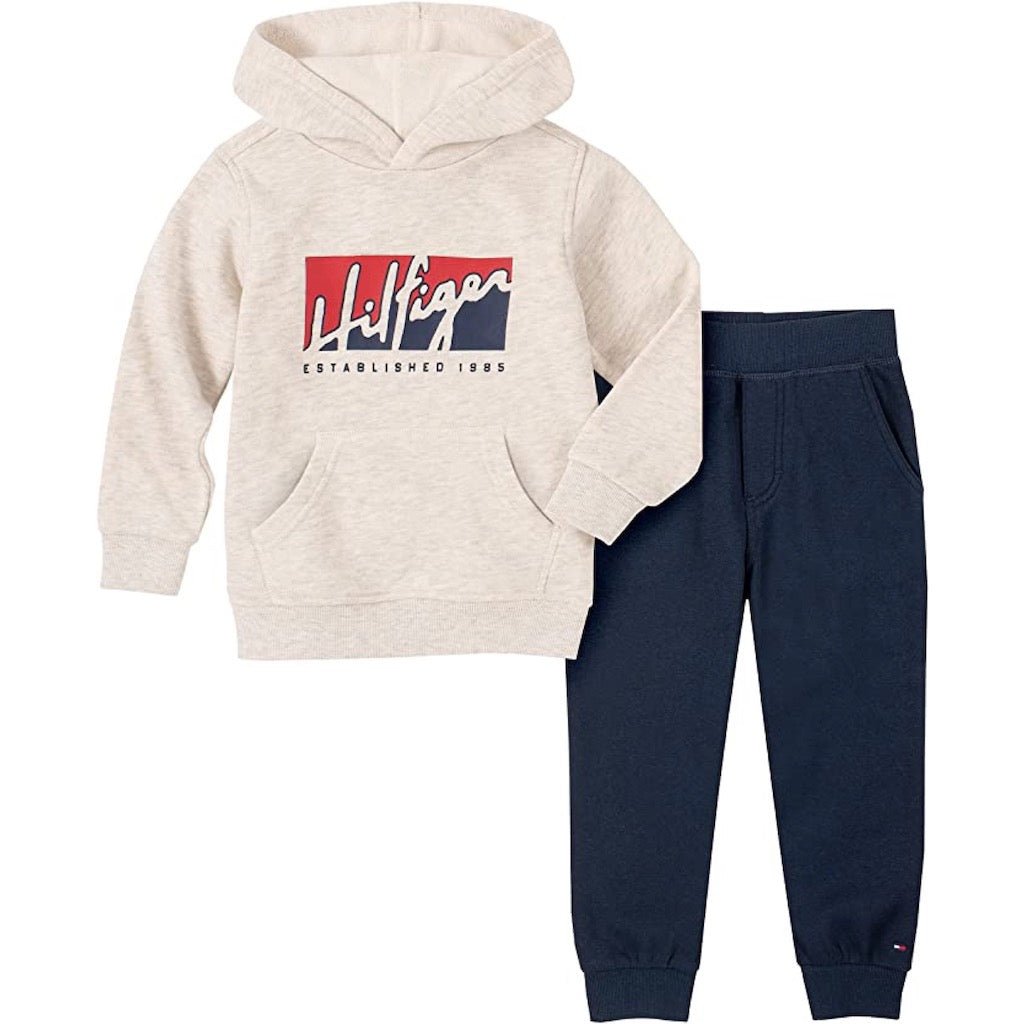 Buzo Tommy Hilfiger Bebé Niño Polerón Gris Claro Pantalon Azul - Cozy Kids