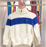 Chaleco Polo Ralph Lauren Niño Blanco y Franja Azul - Cozy Kids