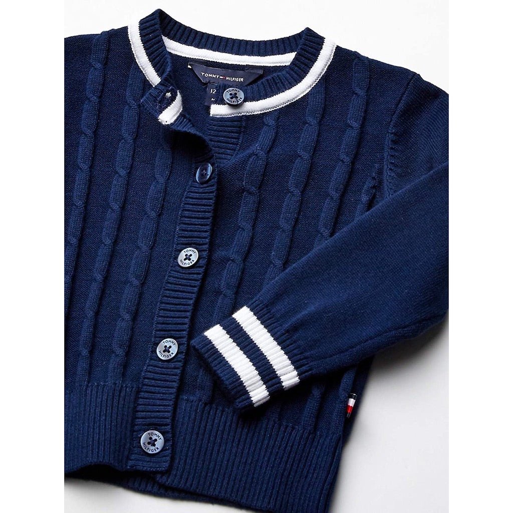 Chaleco Tommy Hilfiger Sweater Bebé Niña Azul Trenzado - Cozy Kids