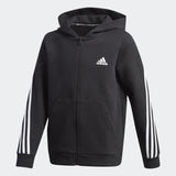 Polerón Adidas Niño Negro Sportswear Cierre Frontal Canguro - Cozy Kids