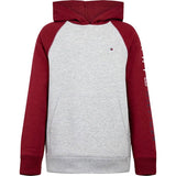 Poleron Tommy Hilfiger Niño con Capuch Gris y Burdeo - Cozy Kids